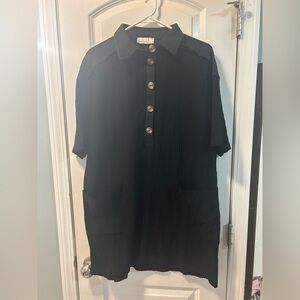 Zenana Outfitters Black Casual Button knit dress